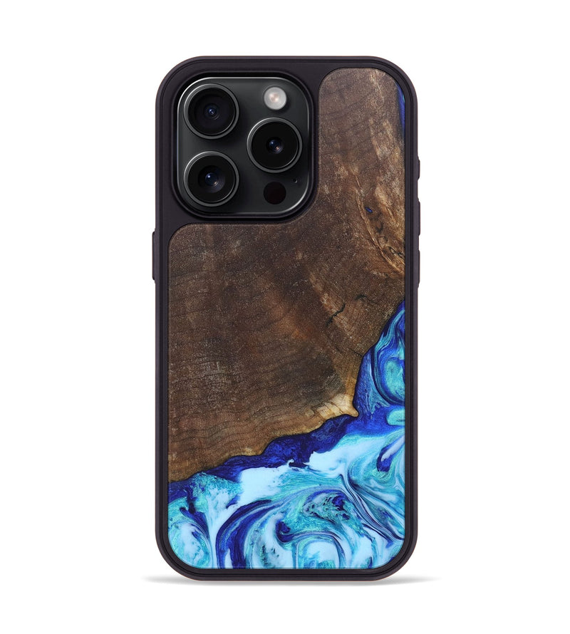 iPhone 15 Pro Wood+Resin Phone Case - Haylee (Blue, 686967)