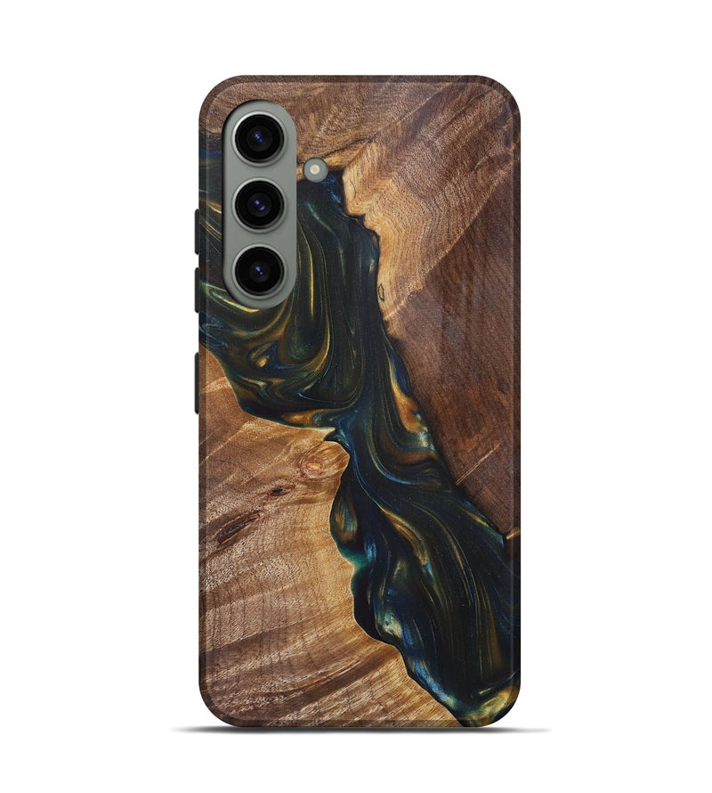 Galaxy S24 Wood+Resin Live Edge Phone Case - Paxton (Teal & Gold, 687012)