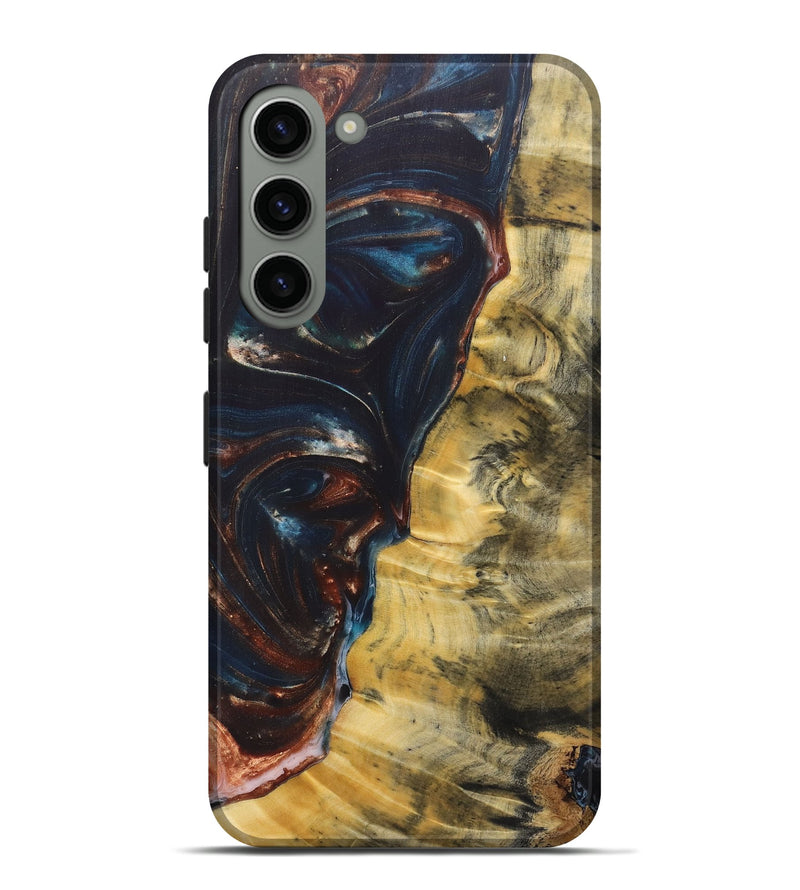 Galaxy S23 Plus Wood+Resin Live Edge Phone Case - Arielle (Teal & Gold, 687014)