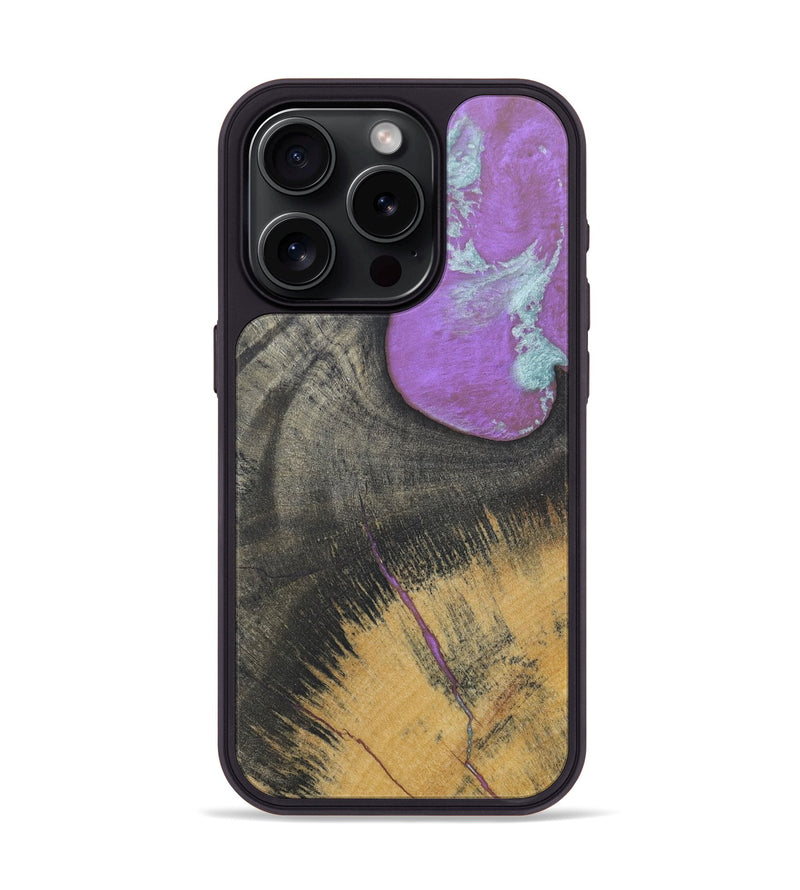 iPhone 15 Pro Wood+Resin Phone Case - Albert (Wood Burl, 688378)