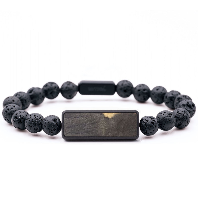 Lava Bead Wood+Resin Bracelet - Khalil (Black & White, 689184)