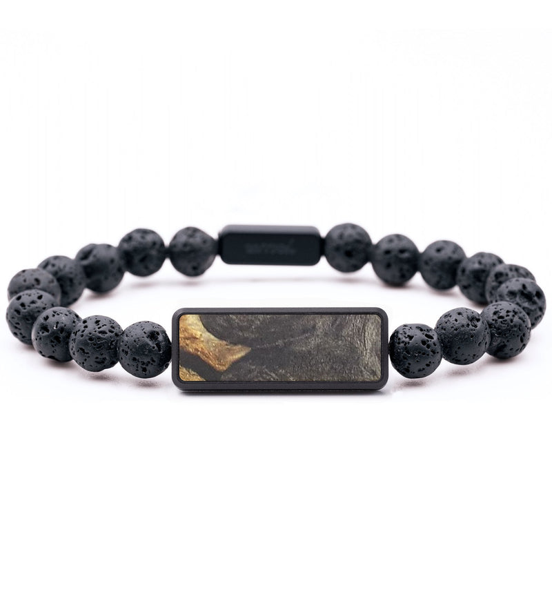 Lava Bead Wood+Resin Bracelet - Geneva (Black & White, 689186)