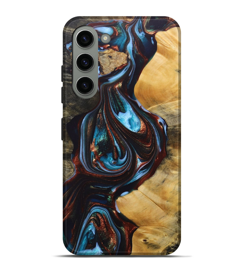 Galaxy S23 Plus Wood+Resin Live Edge Phone Case - Addilyn (Teal & Gold, 690721)