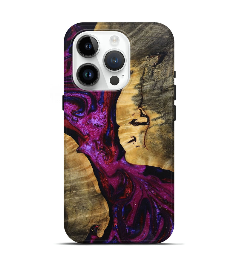 iPhone 15 Pro Wood+Resin Live Edge Phone Case - Katlyn (Purple, 690994)