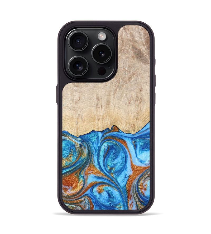 iPhone 15 Pro ResinArt Phone Case - Mindy (Teal & Gold, 691195)