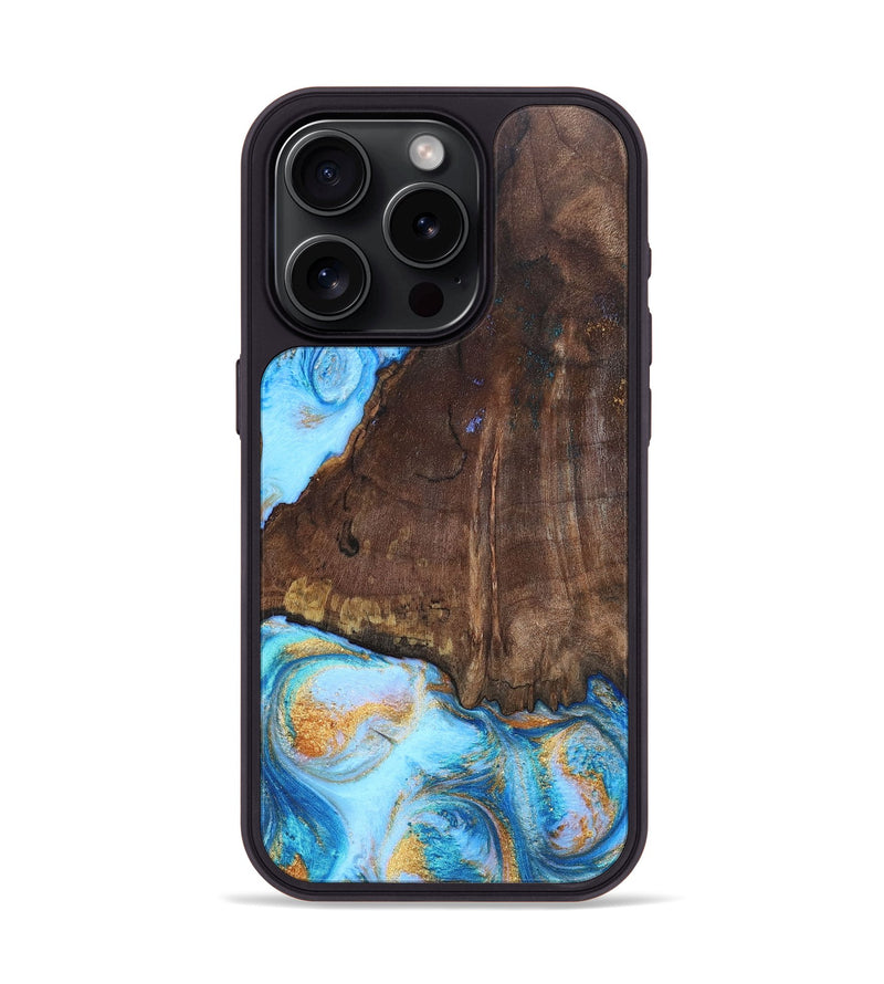 iPhone 15 Pro ResinArt Phone Case - Jessie (Teal & Gold, 691197)