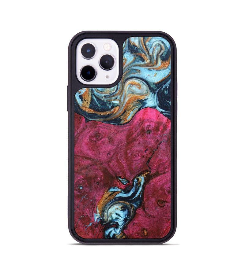 iPhone 11 Pro Wood+Resin Phone Case - Fredrick (Teal & Gold, 691551)