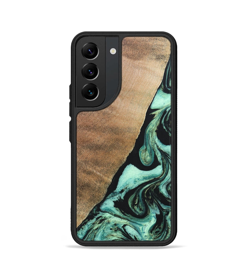 Galaxy S22 Wood+Resin Phone Case - Chelsie (Green, 691570)