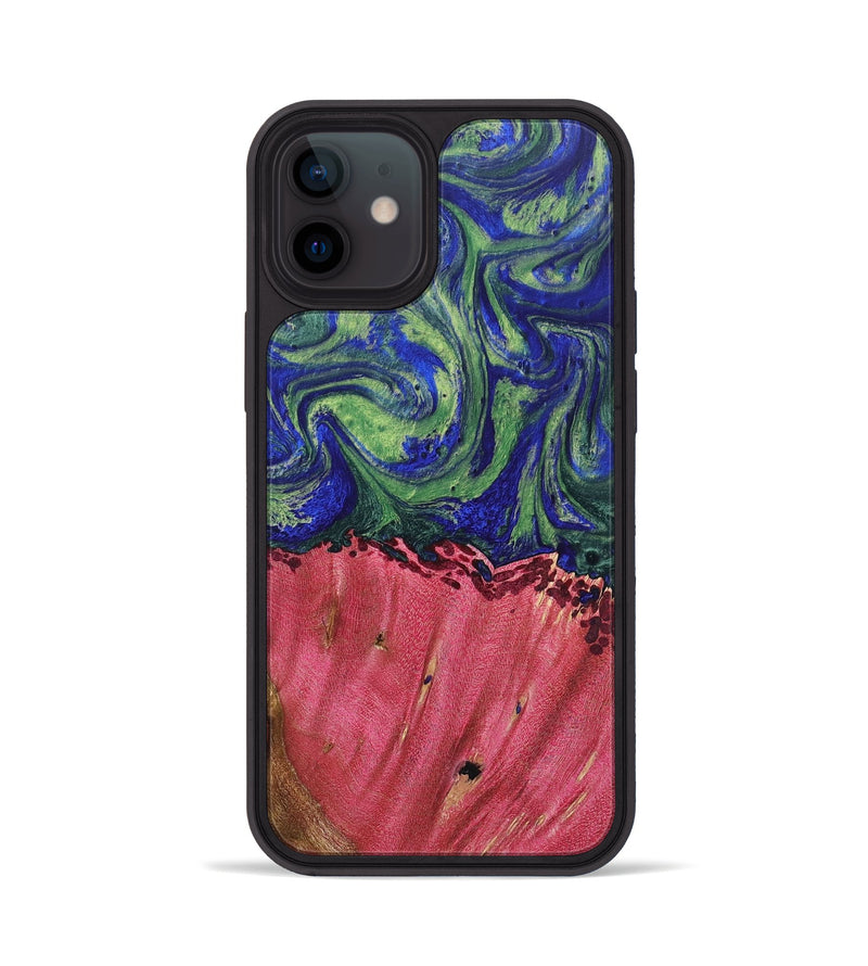 iPhone 12 Wood+Resin Phone Case - Jonathan (Green, 691638)