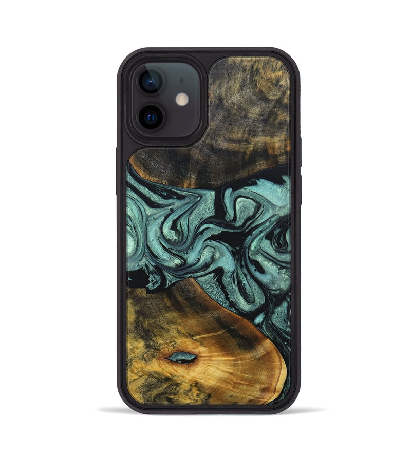 iPhone 12 Wood+Resin Phone Case - Carlton (Green, 691920)