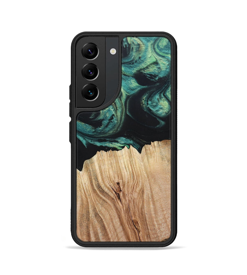 Galaxy S22 Wood+Resin Phone Case - Latoya (Green, 694155)