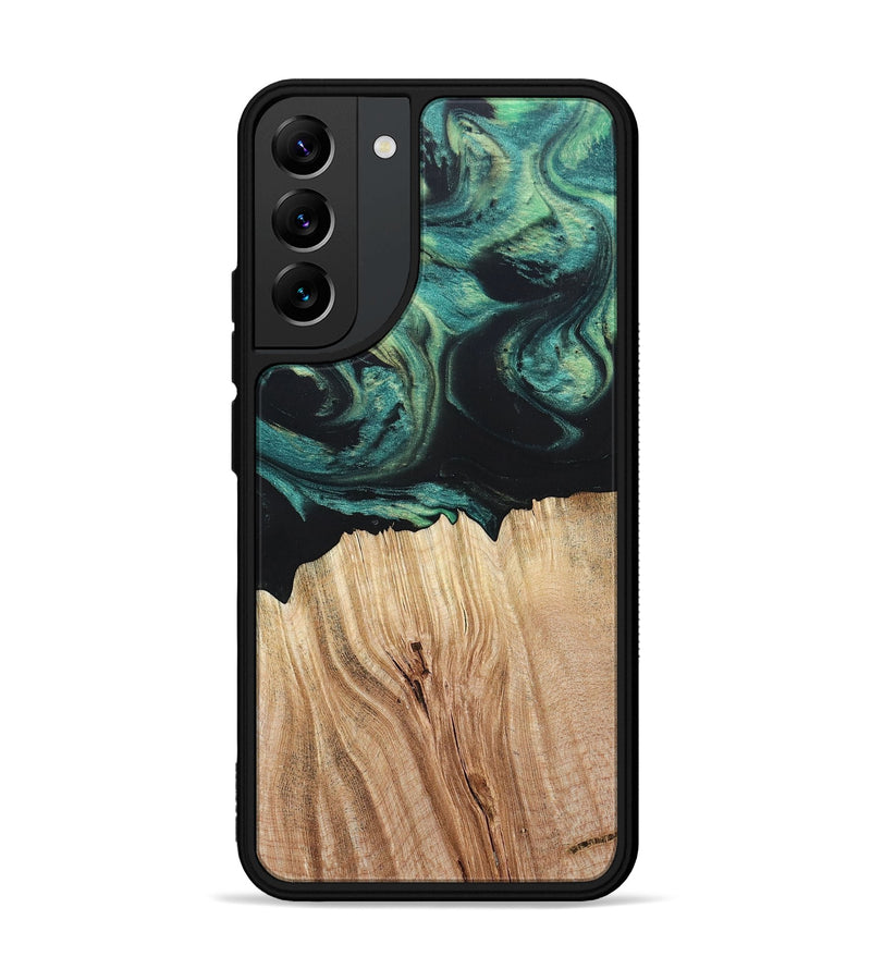Galaxy S22 Plus Wood+Resin Phone Case - Latoya (Green, 694155)