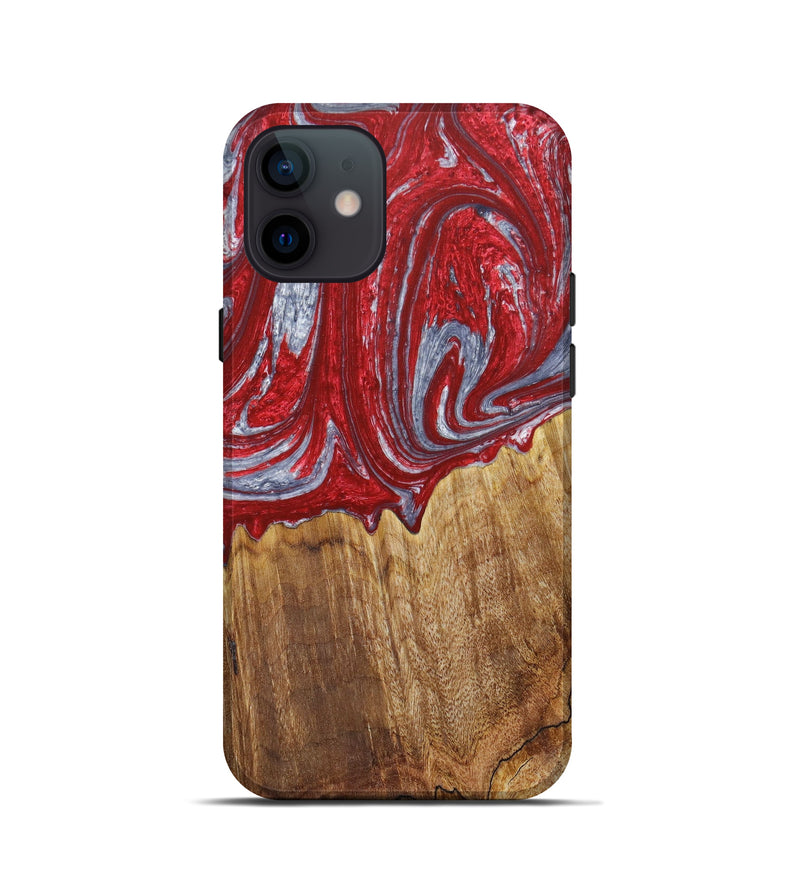 iPhone 12 mini Wood+Resin Live Edge Phone Case - Johnny (Red, 636309)